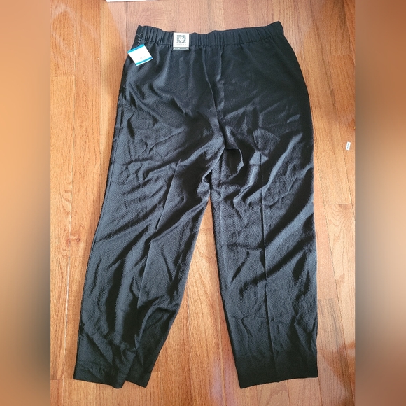 Anne Klein Wide Leg Black Trousers Dressy Business Casual Polyester Pants XL NWT - Picture 4 of 9